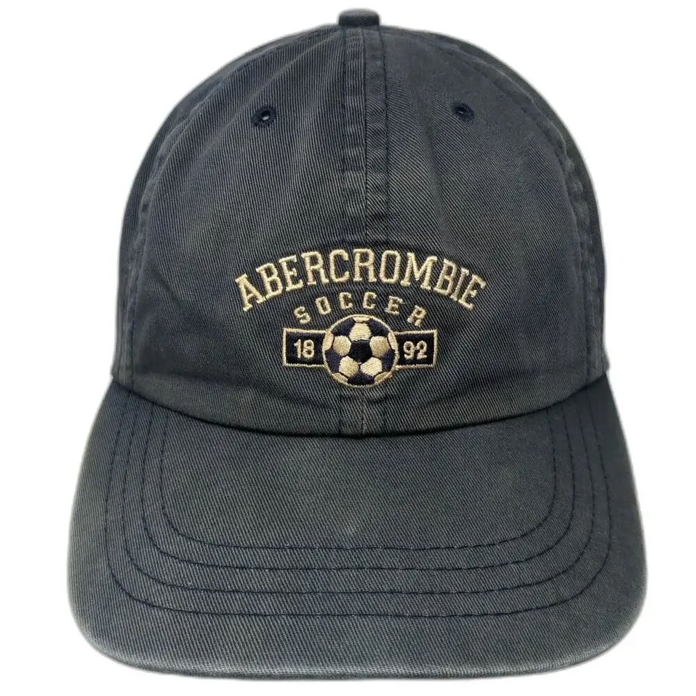 Abercrombie & Fitch Baseball Cap Blue Gold One Size Leather Strapback USA Hat